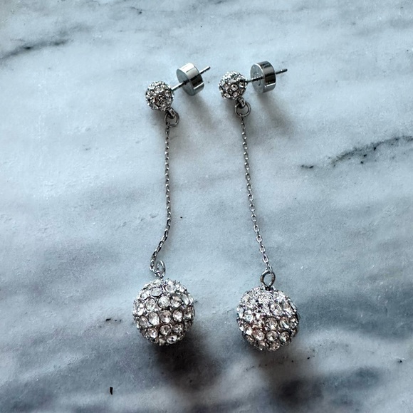 Banana Republic Silver Ball Drop Earrings - Picture 1 of 2